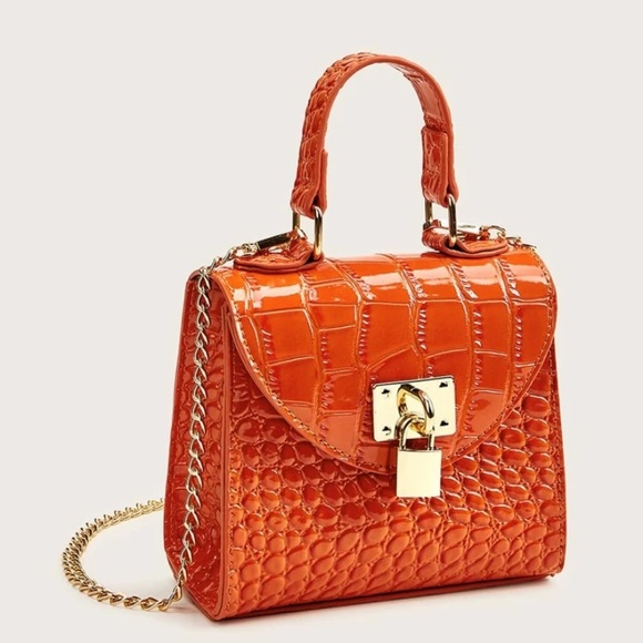 SHEIN Mini Croc Embossed Chain Satchel - Picture 2 of 7